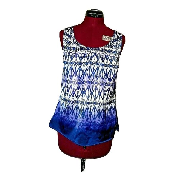 Chico's Womens Top Size 0 Small Multicolor Sleeveless Pleated Side Slits - Picture 1 of 5